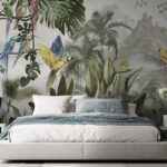 Fototapeten Gruppe von Vögeln in einem Wald