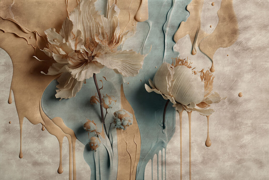 Weiße Blumen auf blauem und weißem Hintergrund Weiße Blumen auf blauem und weißem Hintergrund