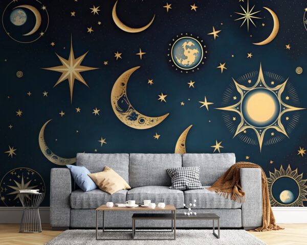 Mond und Sterne am Himmel Mond und Sterne am Himmel