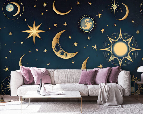 Mond und Sterne am Himmel Mond und Sterne am Himmel