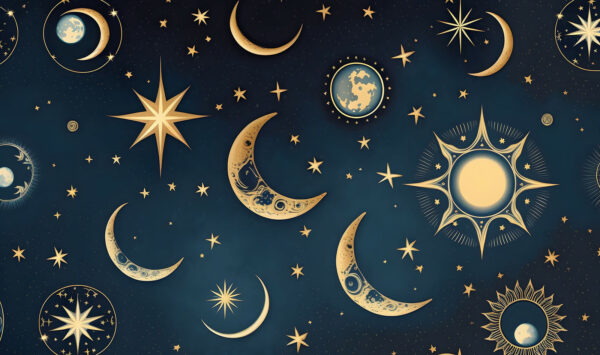 Mond und Sterne am Himmel Mond und Sterne am Himmel