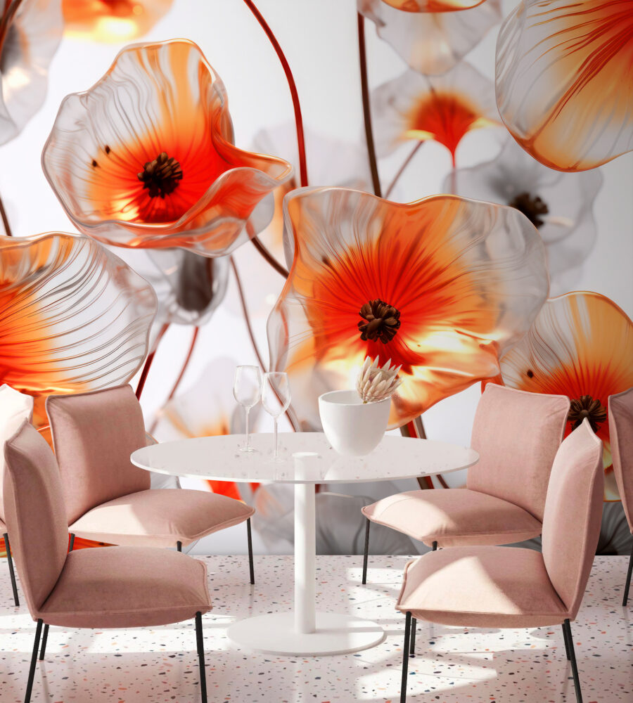 Gruppe von Glasblumen
