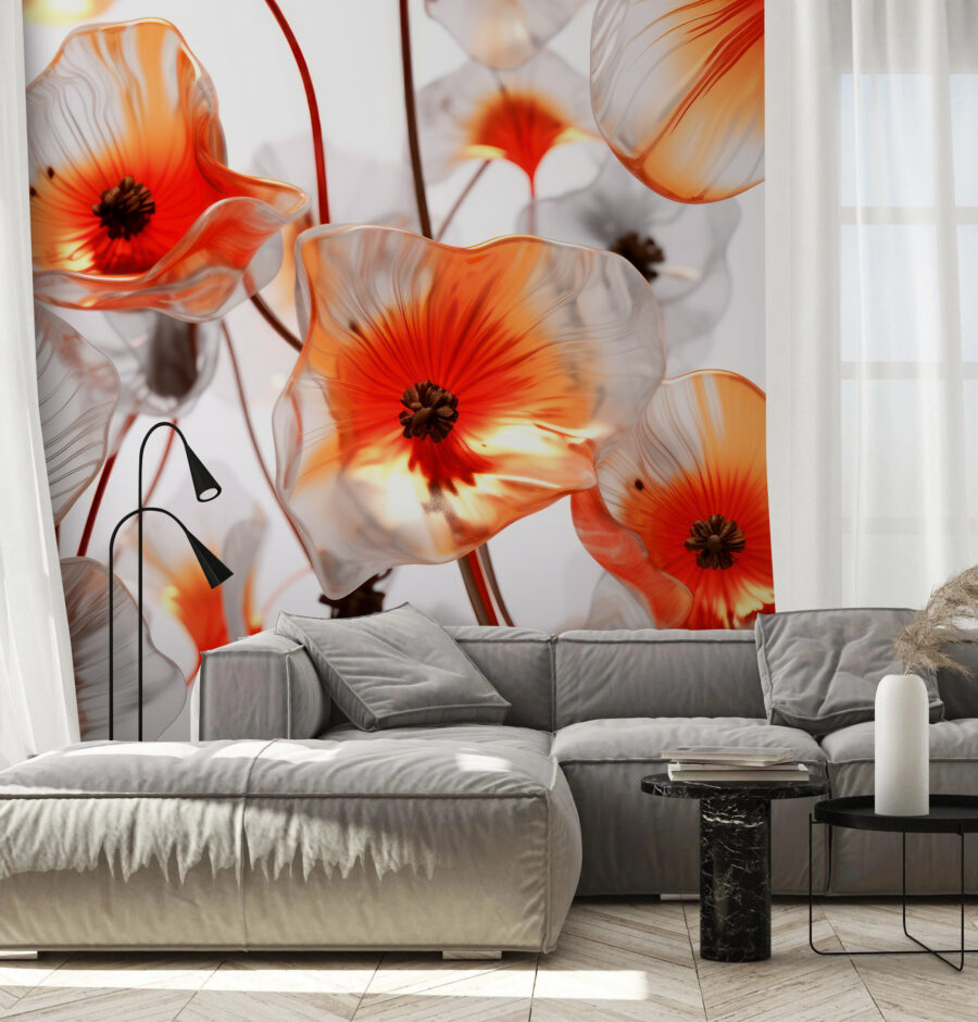 Gruppe von Glasblumen