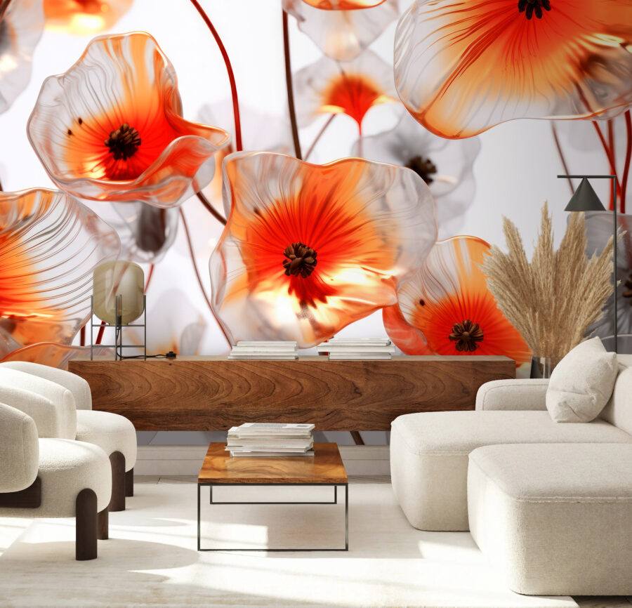 Gruppe von Glasblumen