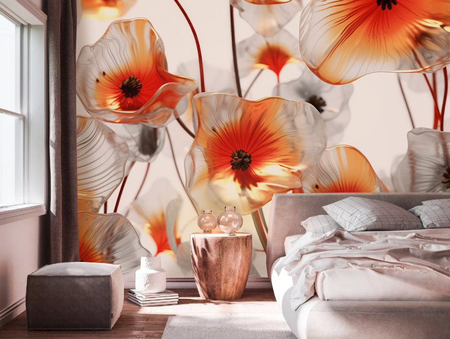 Gruppe von Glasblumen