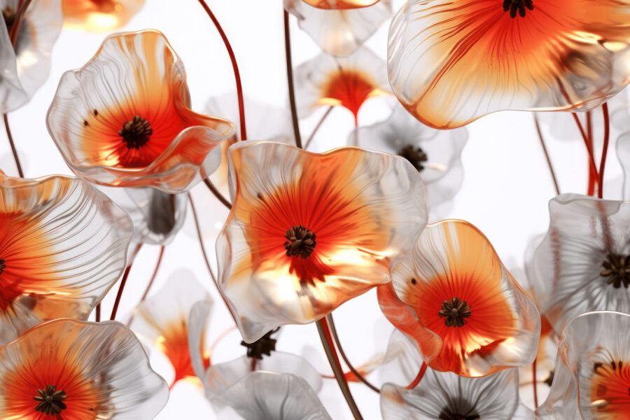 Gruppe von Glasblumen