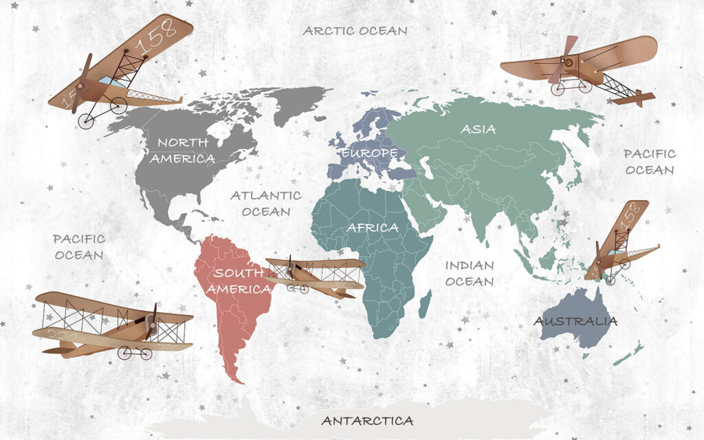 Karte der Welt mit Flugzeugen Karte der Welt mit Flugzeugen