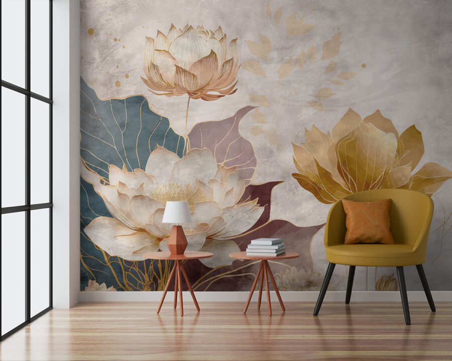 Malerei von Blumen und Blättern Malerei von Blumen und Blättern