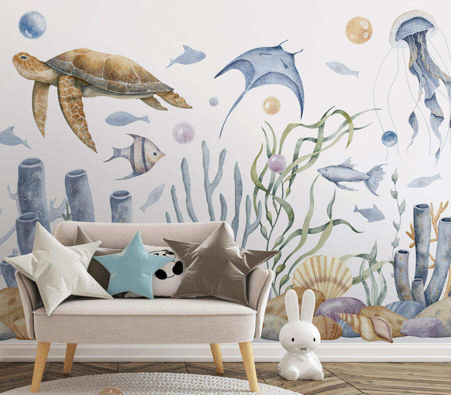 Fototapeten Meeresleben mit Fischen und Algen – Bild 4