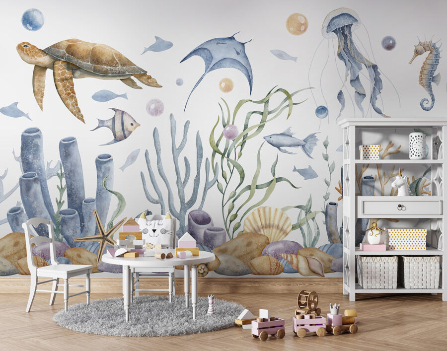 Fototapeten Meeresleben mit Fischen und Algen – Bild 3