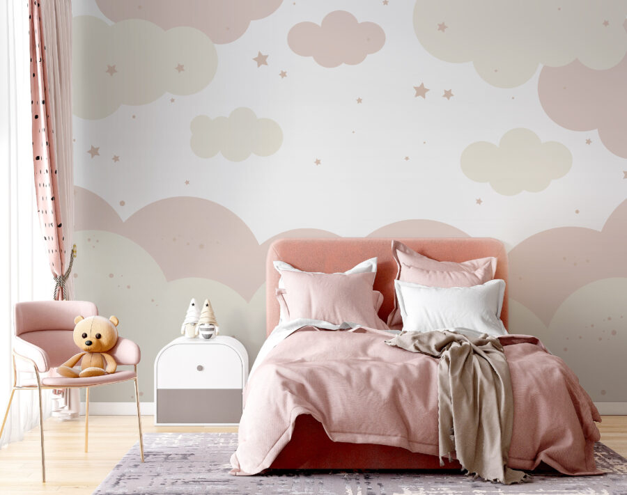Rosa und weiße Wolken und Sterne Rosa und weiße Wolken und Sterne
