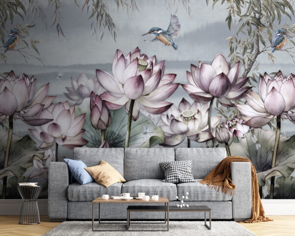 Gemälde von Blumen und einem Vogel Gemälde von Blumen und einem Vogel