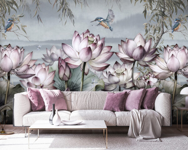 Gemälde von Blumen und einem Vogel Gemälde von Blumen und einem Vogel