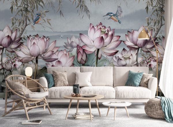 Gemälde von Blumen und einem Vogel Gemälde von Blumen und einem Vogel