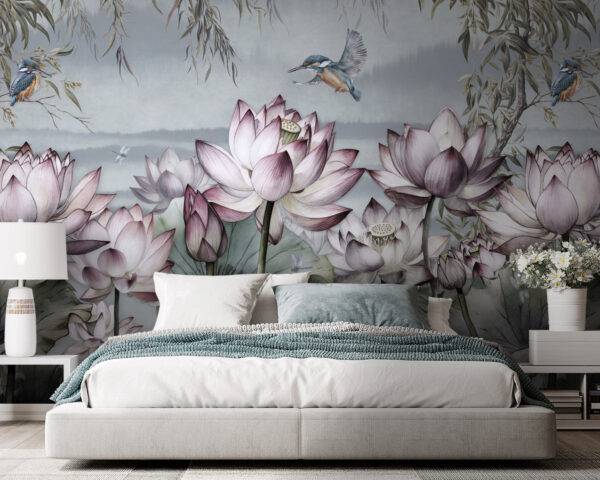 Gemälde von Blumen und einem Vogel Gemälde von Blumen und einem Vogel