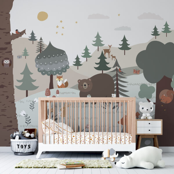 Cartoon eines Bären und eines Kaninchens in einem Wald Cartoon eines Bären und eines Kaninchens in einem Wald