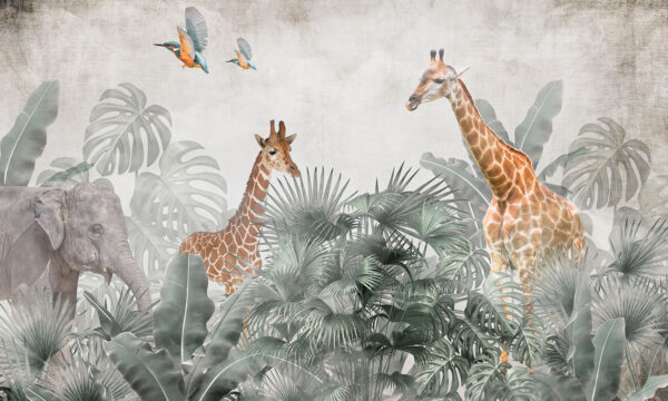 Gruppe von Giraffen in einem Wald Gruppe von Giraffen in einem Wald