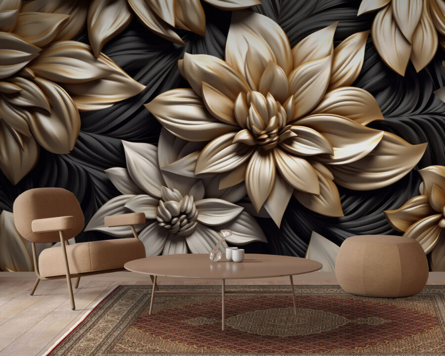 Elegantes florales Design auf dunklem Hintergrund. Elegantes florales Design auf dunklem Hintergrund.