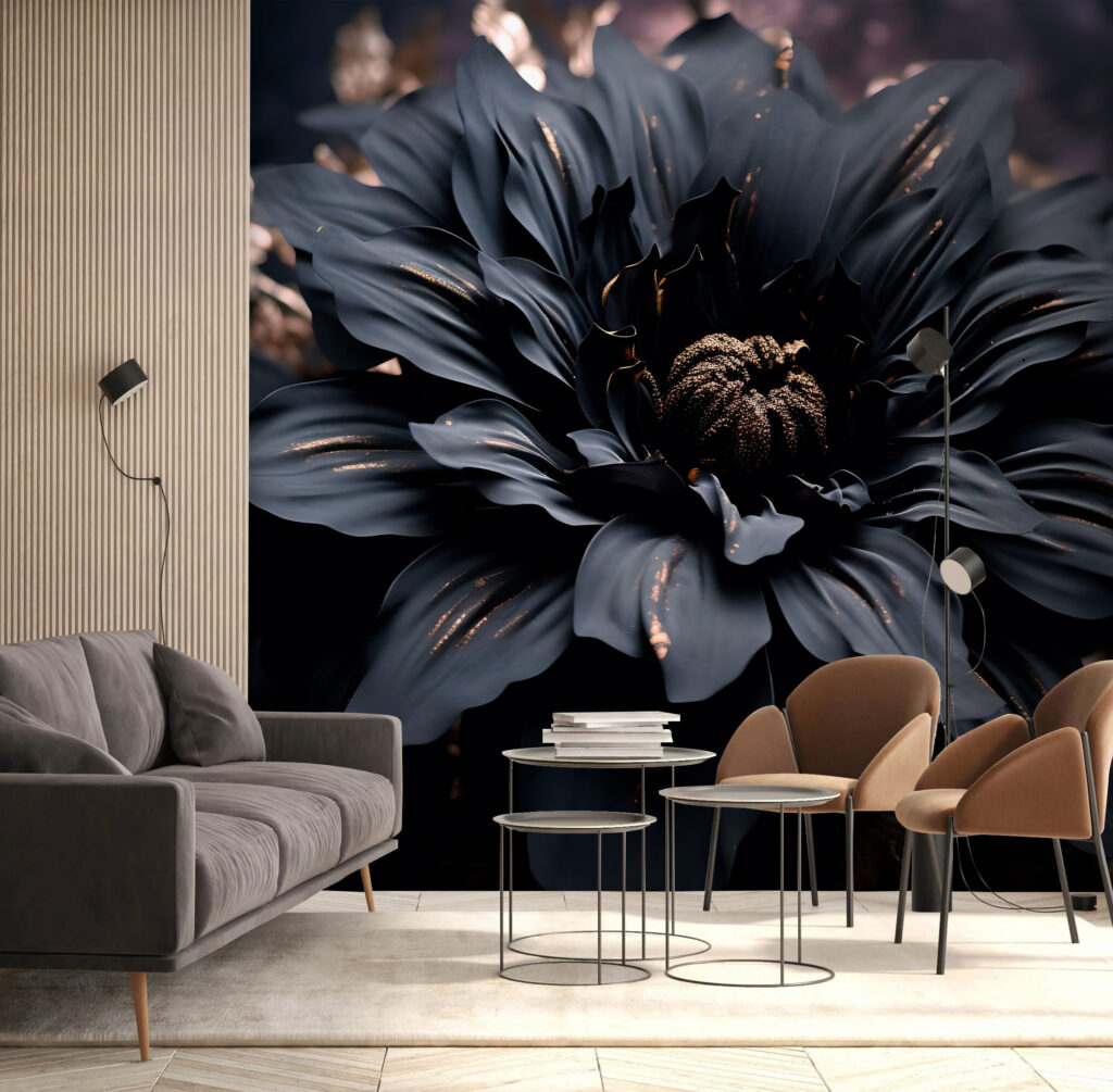 Elegant noir bloom shimmers in dark Elegant noir bloom shimmers in dark