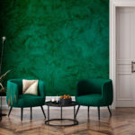 Fototapeten Grüne Wand mit rauer Oberfläche