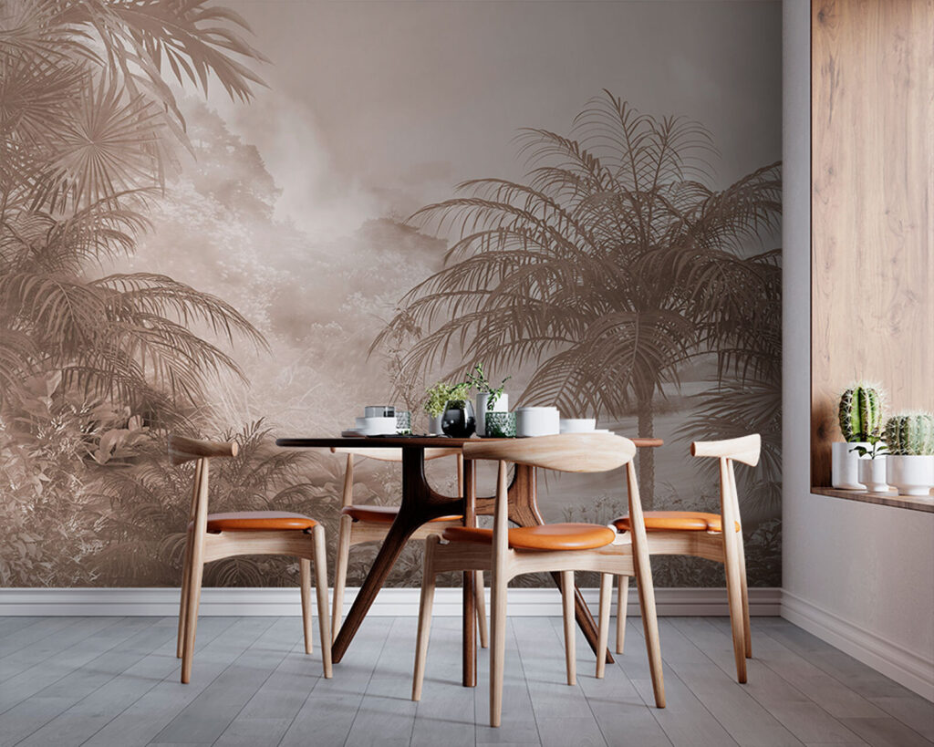 Group of palm trees in fog Group of palm trees in fog