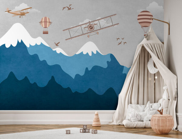 Flugzeug fliegt über Berge Flugzeug fliegt über Berge