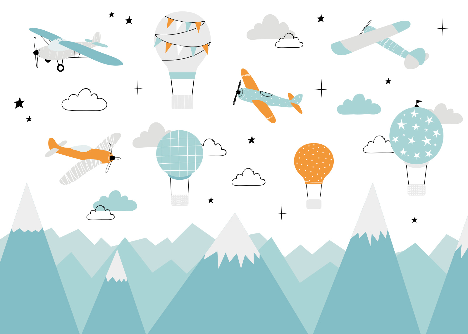 Hintergrundbild mit Flugzeugen und Heißluftballons u95042p - Hintergrundbild mit Flugzeugen und Heißluftballons - tegory