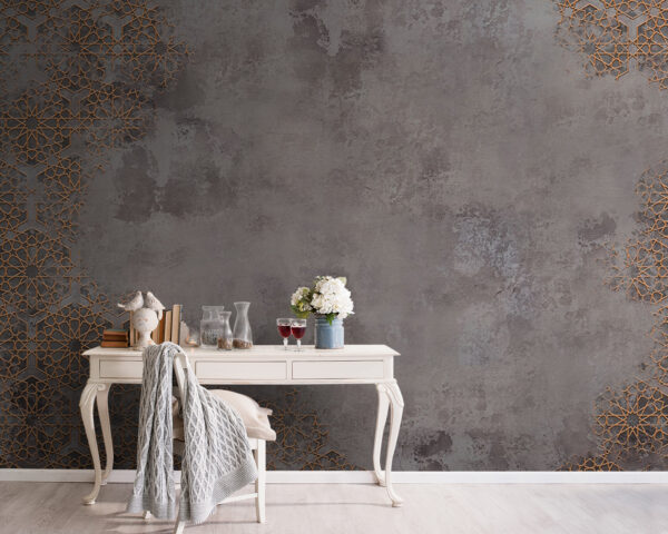 Grau und orange gemusterte Wand Grau und orange gemusterte Wand