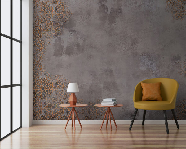 Grau und orange gemusterte Wand Grau und orange gemusterte Wand