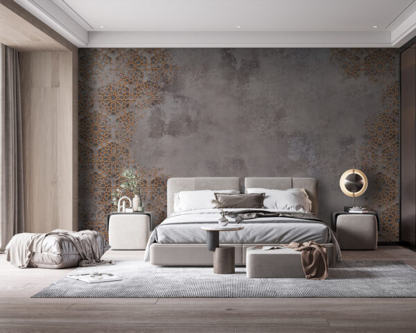 Grau und orange gemusterte Wand Grau und orange gemusterte Wand