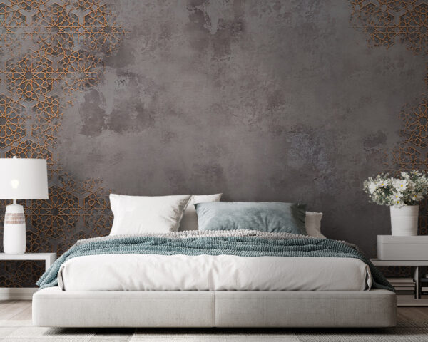 Grau und orange gemusterte Wand Grau und orange gemusterte Wand