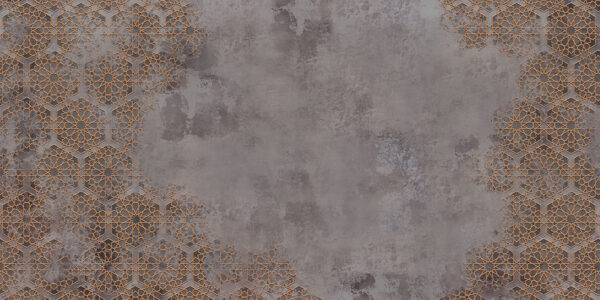 Grau und orange gemusterte Wand Grau und orange gemusterte Wand