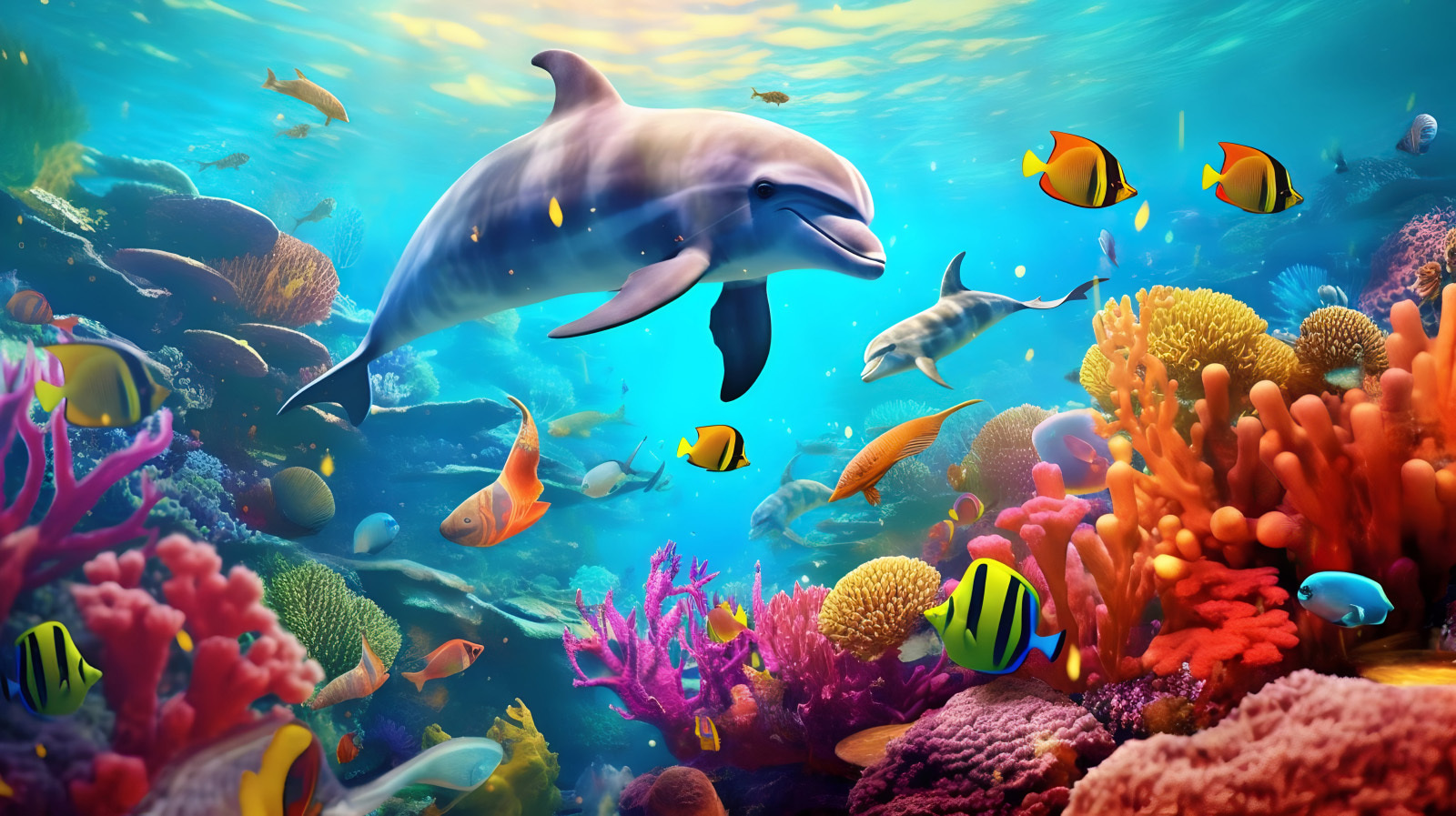 u94773p - Delfin schwimmt in einem Korallenriff - tegory