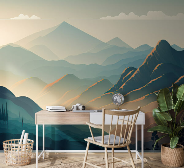 Landschaft mit Bergen und Bäumen Landschaft mit Bergen und Bäumen
