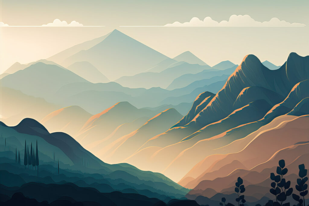 Landschaft mit Bergen und Bäumen Landschaft mit Bergen und Bäumen