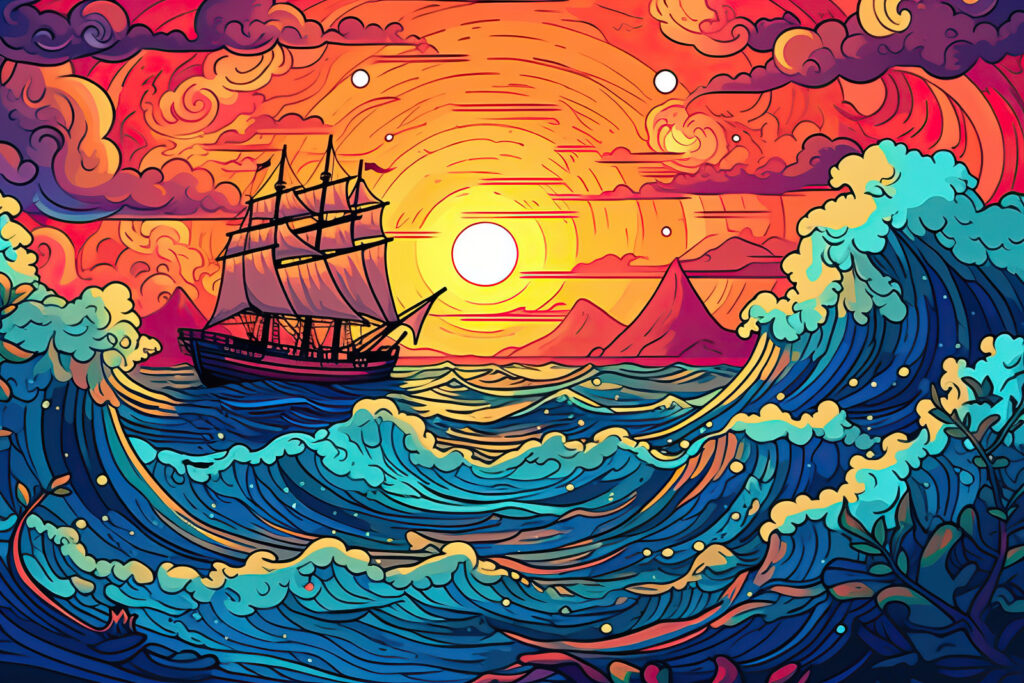 Schiff auf dem Ozean Schiff auf dem Ozean