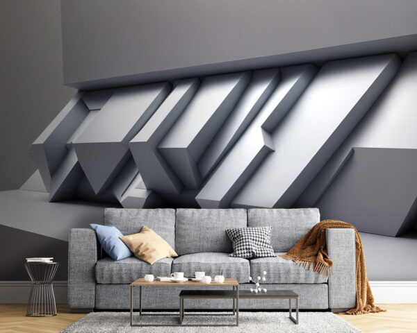 Weiße Wand mit geometrischen Formen Weiße Wand mit geometrischen Formen