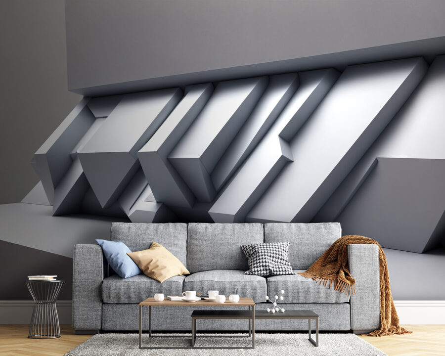 Weiße Wand mit geometrischen Formen