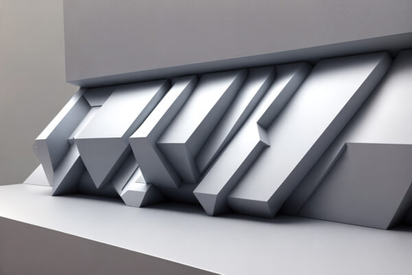 Weiße Wand mit geometrischen Formen Weiße Wand mit geometrischen Formen