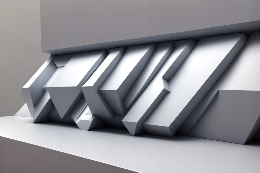 Weiße Wand mit geometrischen Formen