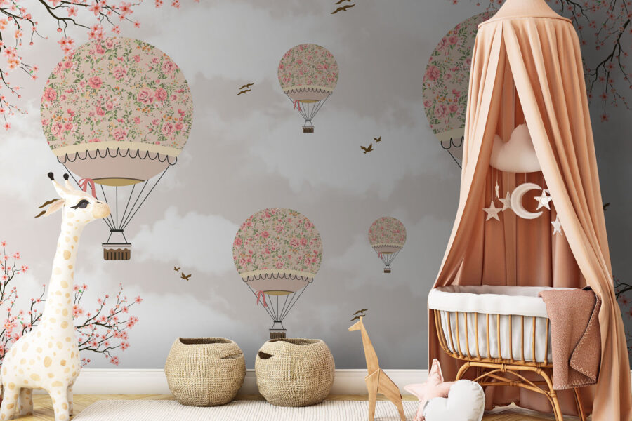 Gruppe von Heißluftballons in den Himmel