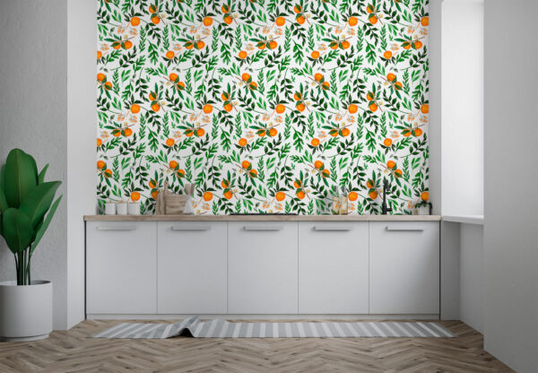 Muster aus Orangen und Blättern Muster aus Orangen und Blättern