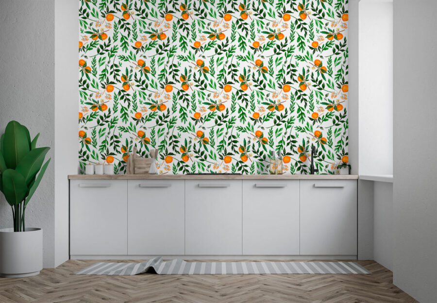 Muster aus Orangen und Blättern Muster aus Orangen und Blättern