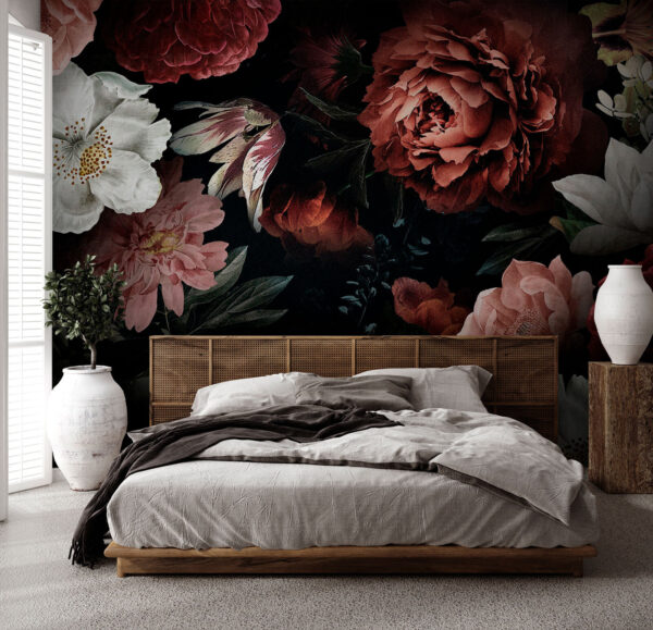 Elegante Blüten auf einem dunklen Hintergrund Elegante Blüten auf einem dunklen Hintergrund