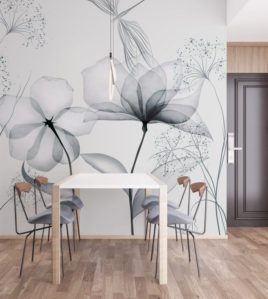 Fototapeten Transparente Blumen mit Blättern – Bild 6
