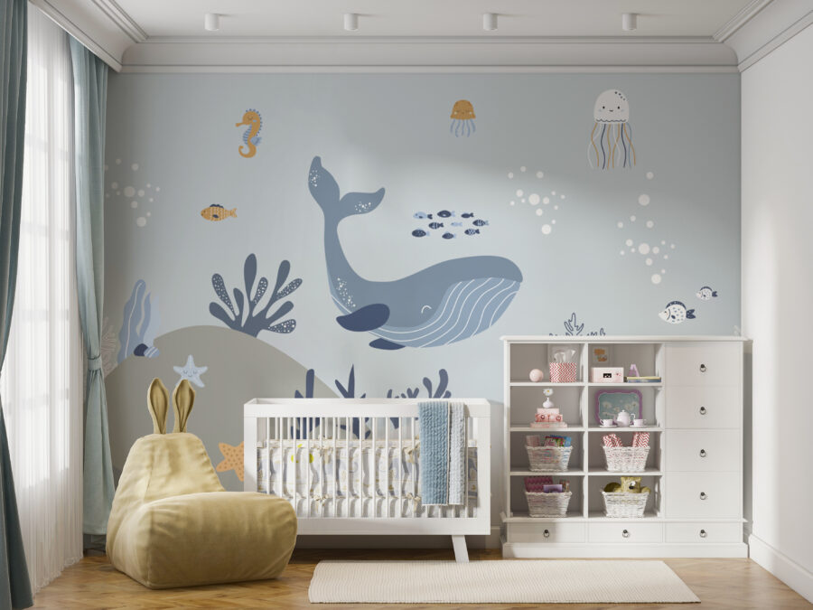 Fototapeten Wale und Fische unter Wasser – Bild 5