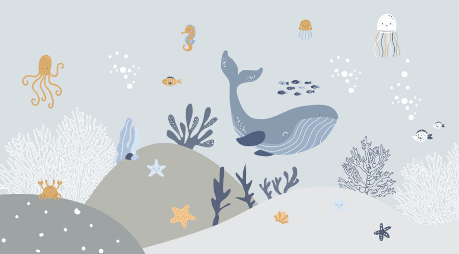 Fototapeten Wale und Fische unter Wasser – Bild 9