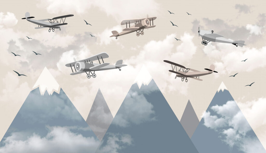 Gruppe von Flugzeugen fliegen in den Himmel Gruppe von Flugzeugen fliegen in den Himmel