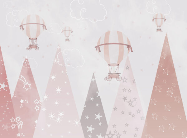 Rosa und weiße Heißluftballons Rosa und weiße Heißluftballons