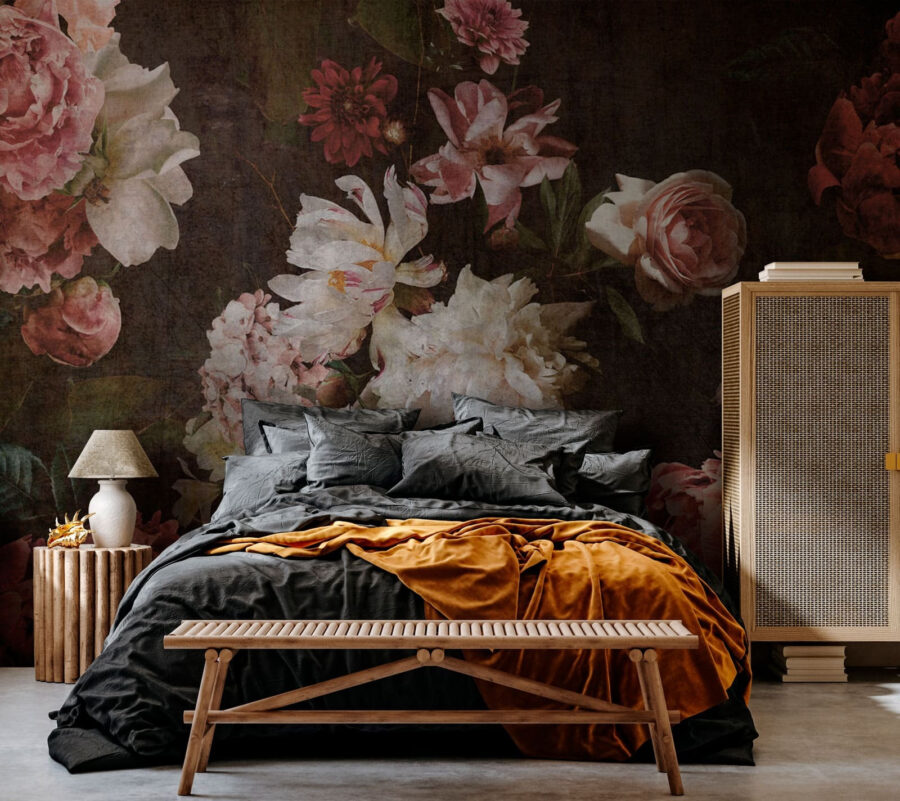 Klassisches Blumenarrangement auf strukturiertem Hintergrund